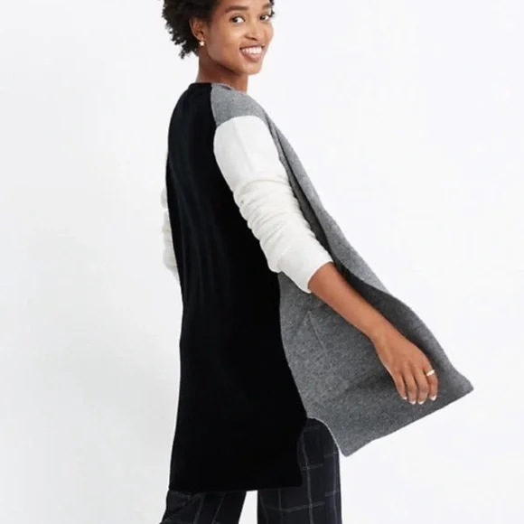 Madewell Sweaters Madewell Black Gray Ivory Color Block Kent